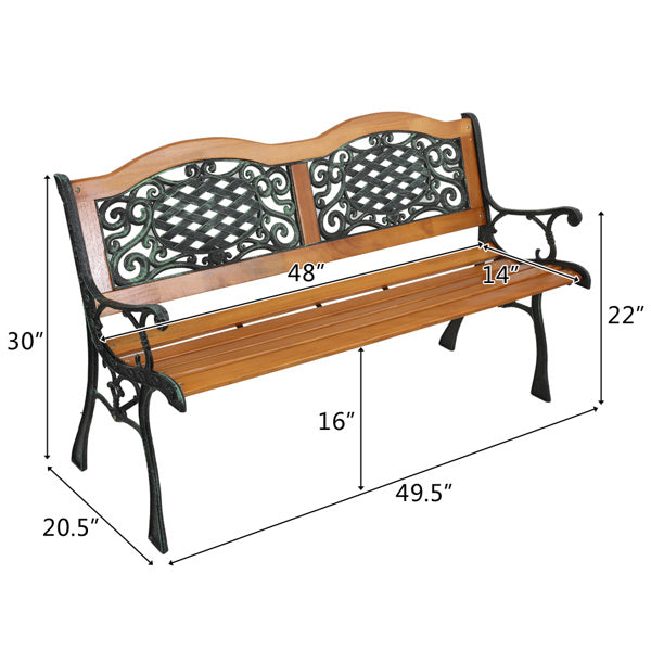 Double Arched Back Iron Wood Bench