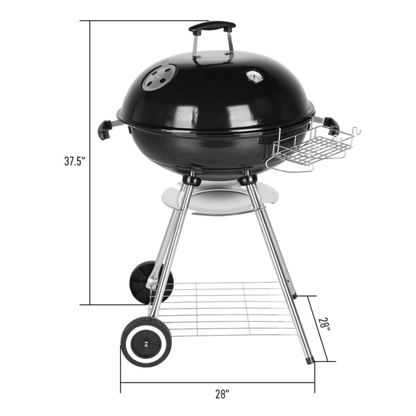 Filet de cuisson circulaire en émail noir pour barbecue 71 x 71 x 95 cm