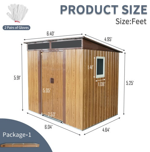 Spacious and Durable 6 x 5 ft Metal Storage Shed with Window - Ideal for Garden and Lawn Organization