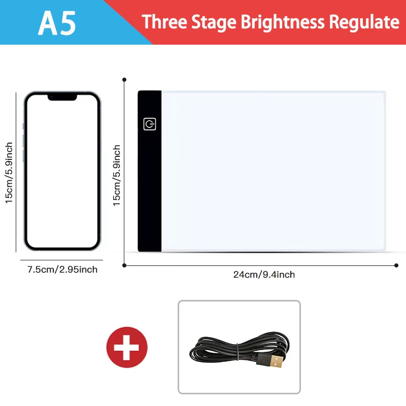 Dimmable LED Drawing and Copy Pad for A3/A4/A5 Sizes - Educational Creative Toy for Children