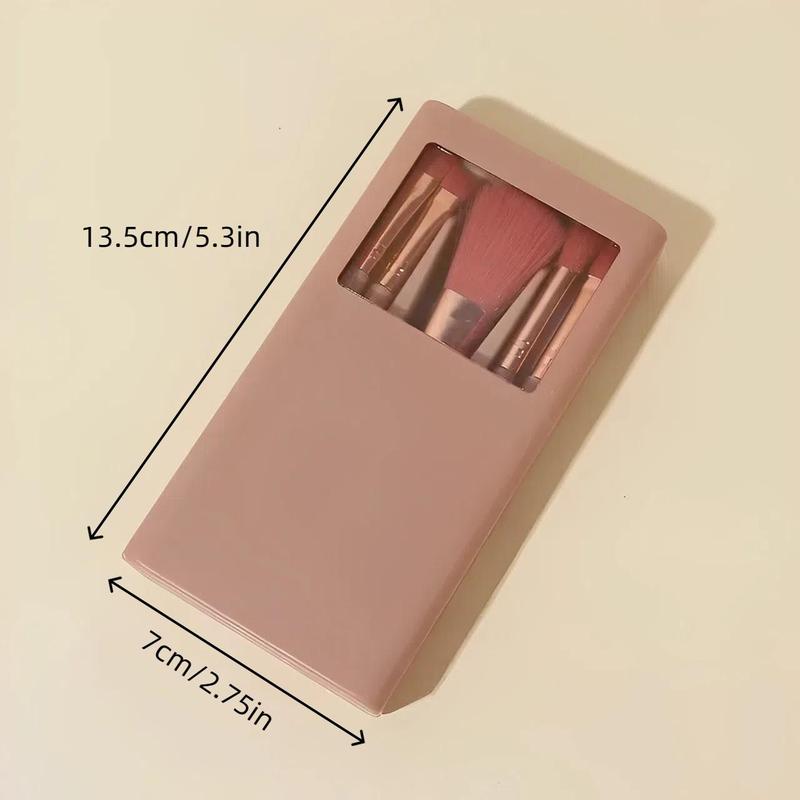 Portable Makeup Brush Set, 5 Counts/Set Mini Travel Makeup Brush Set, Professional Makeup Tools with Mirror for Women & Girls