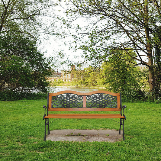 Banc en bois de fer à dossier doublement arqué