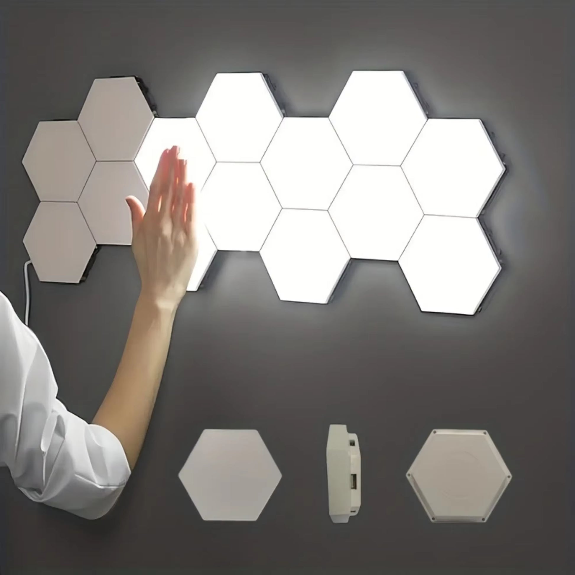 6Pcs Touch Control Hexagonal LED Wall Light,Honeycomb Lights, Touch Sensitive Wall Lights, Night Lights, Honeycomb Lights