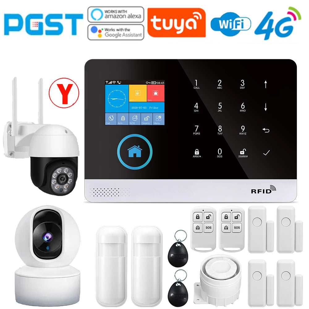 PGST-103 4G Home Wifi Intelligent Alarm System, Home Wireless Security Device, Controlled by Smart Life Application, Tuya，Workin