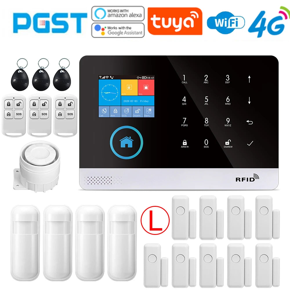 PGST-103 4G Home Wifi Intelligent Alarm System, Home Wireless Security Device, Controlled by Smart Life Application, Tuya，Workin