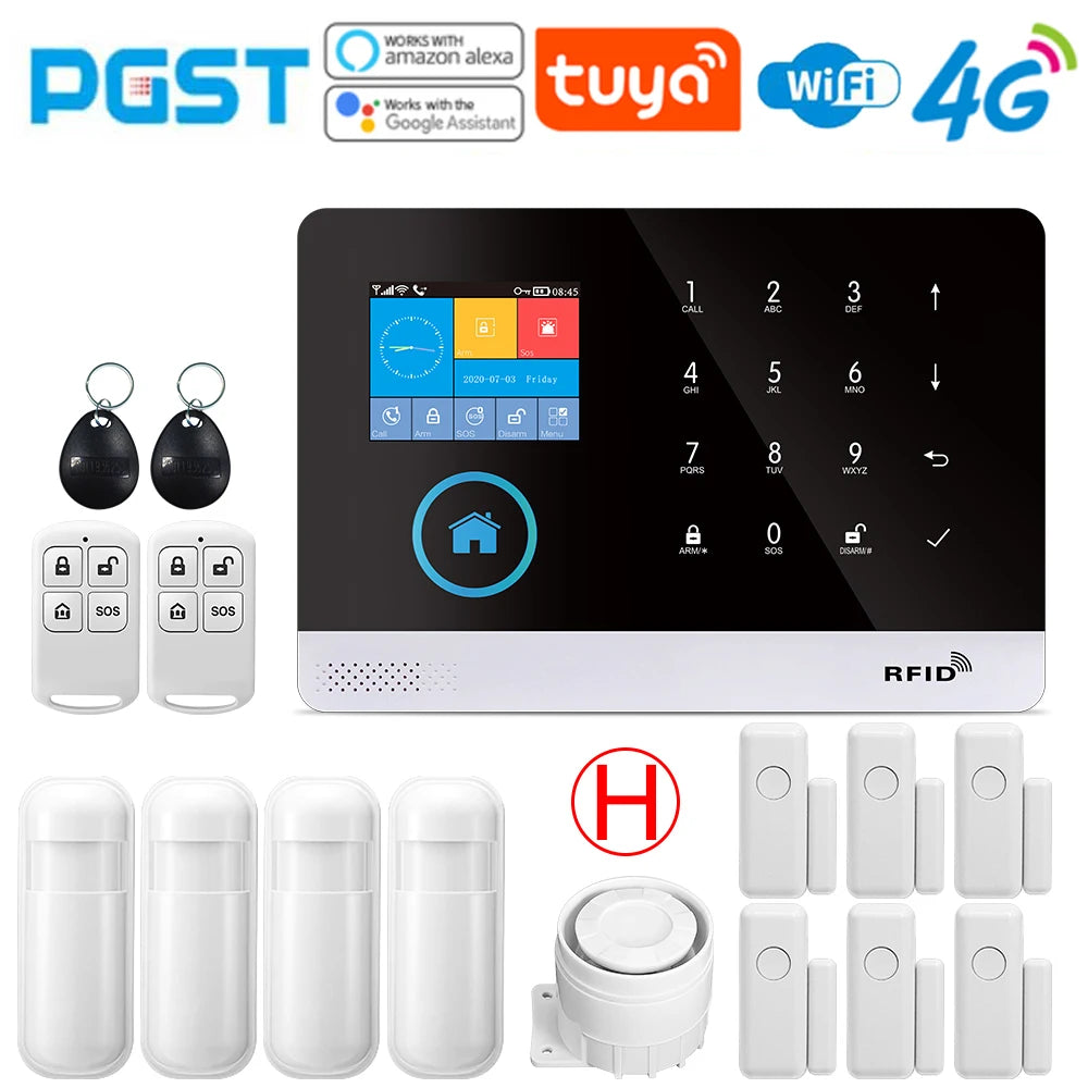 PGST-103 4G Home Wifi Intelligent Alarm System, Home Wireless Security Device, Controlled by Smart Life Application, Tuya，Workin