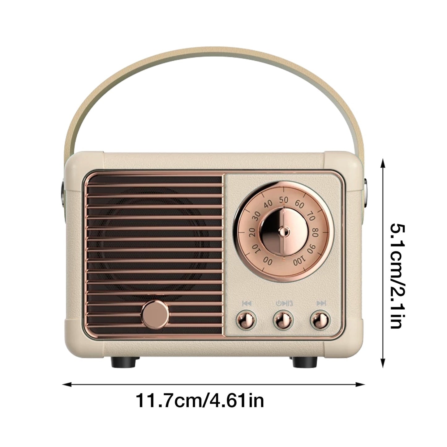 Bluetooth Compact Retro Speakers with Radio beige dimensions