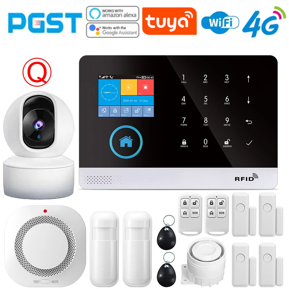 PGST-103 4G Home Wifi Intelligent Alarm System, Home Wireless Security Device, Controlled by Smart Life Application, Tuya，Workin