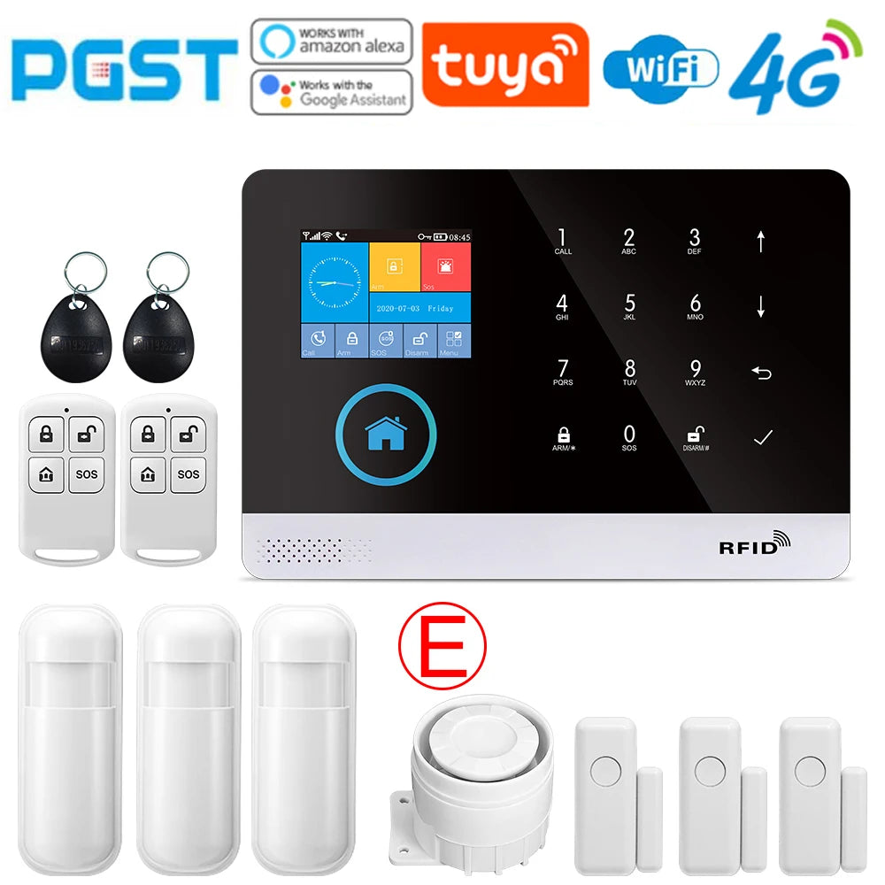 PGST-103 4G Home Wifi Intelligent Alarm System, Home Wireless Security Device, Controlled by Smart Life Application, Tuya，Workin