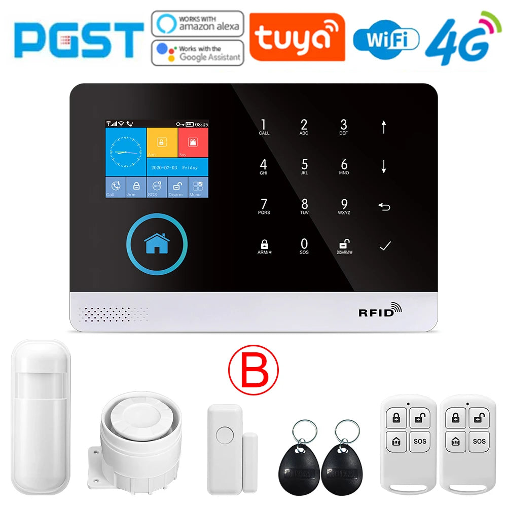 PGST-103 4G Home Wifi Intelligent Alarm System, Home Wireless Security Device, Controlled by Smart Life Application, Tuya，Workin