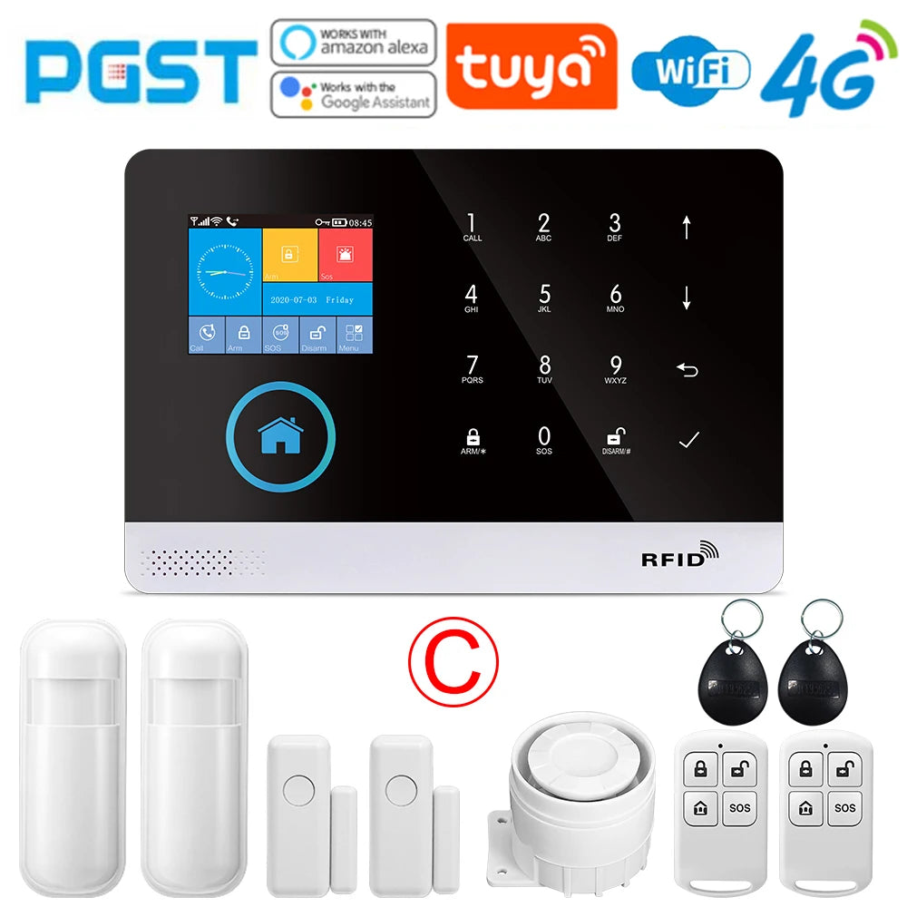 PGST-103 4G Home Wifi Intelligent Alarm System, Home Wireless Security Device, Controlled by Smart Life Application, Tuya，Workin