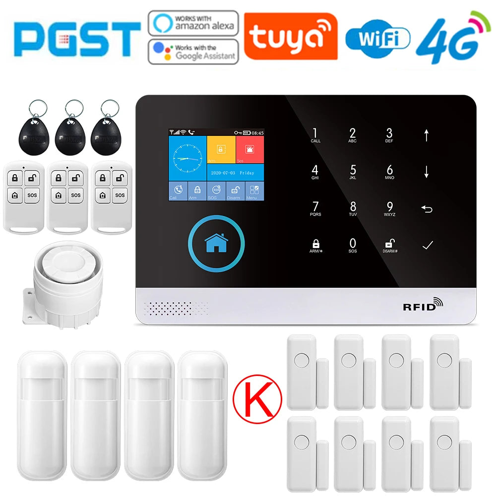 PGST-103 4G Home Wifi Intelligent Alarm System, Home Wireless Security Device, Controlled by Smart Life Application, Tuya，Workin