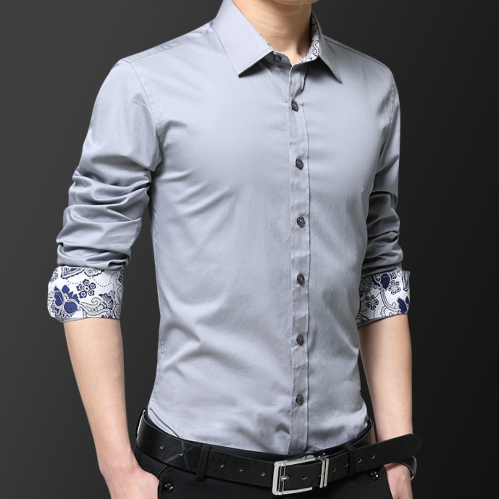 Mens Kent Collar Shirt with Oriental Inner Details