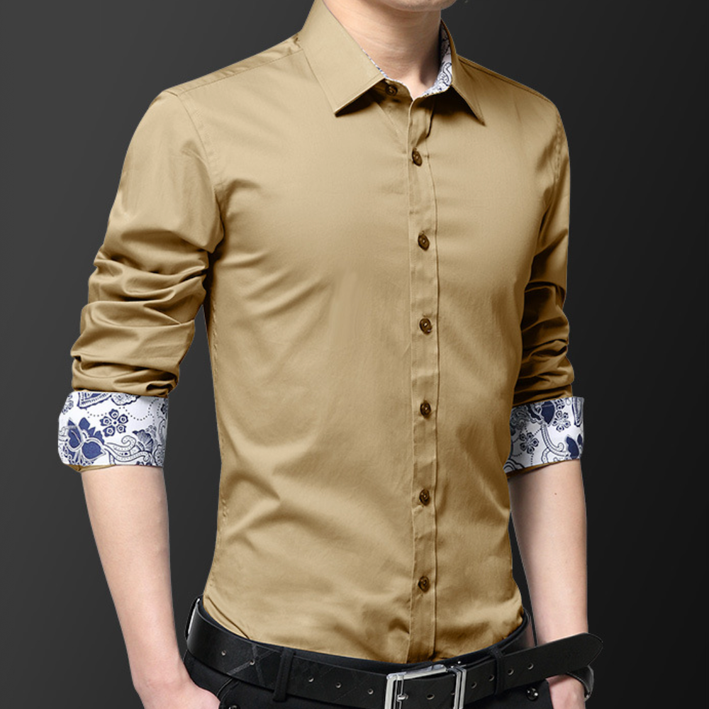 Mens Kent Collar Shirt with Oriental Inner Details