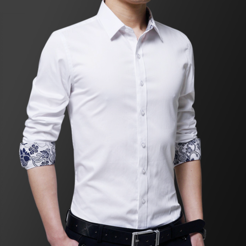 Mens Kent Collar Shirt with Oriental Inner Details