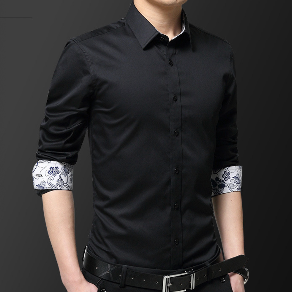 Mens Kent Collar Shirt with Oriental Inner Details