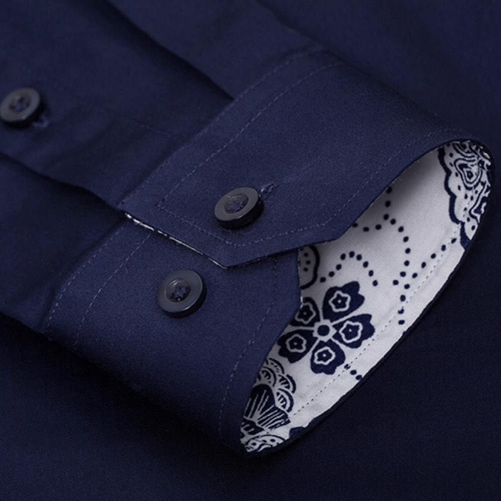 Mens Kent Collar Shirt with Oriental Inner Details