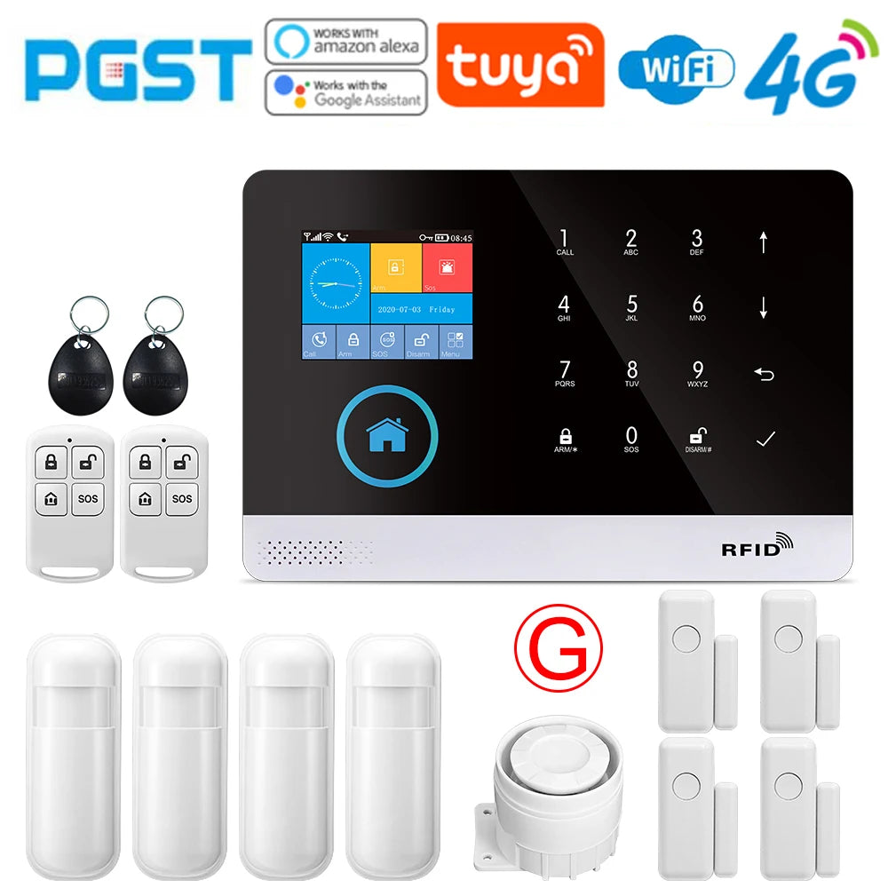 PGST-103 4G Home Wifi Intelligent Alarm System, Home Wireless Security Device, Controlled by Smart Life Application, Tuya，Workin