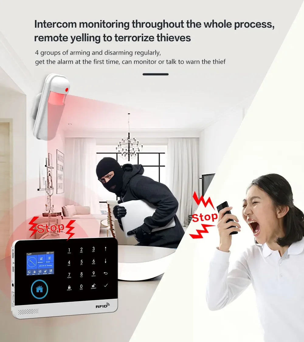 PGST-103 4G Home Wifi Intelligent Alarm System, Home Wireless Security Device, Controlled by Smart Life Application, Tuya，Workin