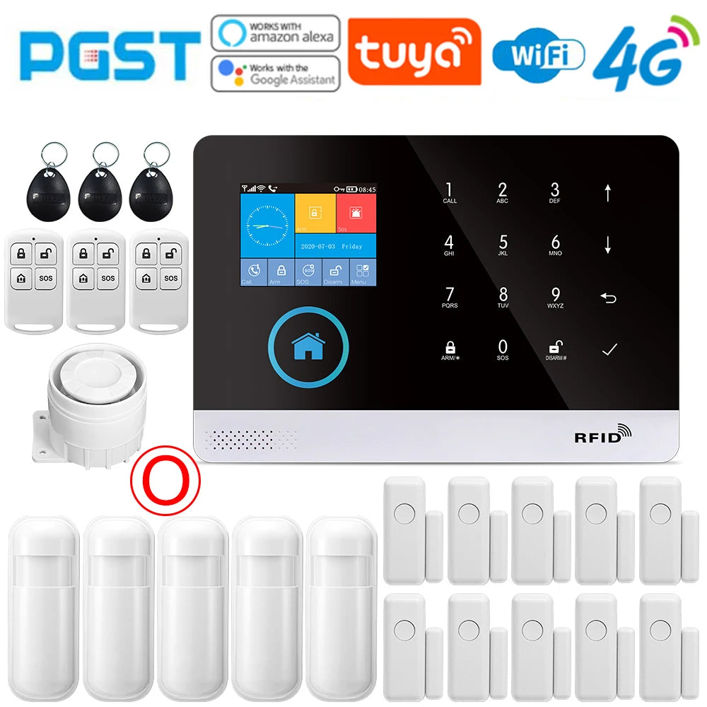 PGST-103 4G Home Wifi Intelligent Alarm System, Home Wireless Security Device, Controlled by Smart Life Application, Tuya，Workin