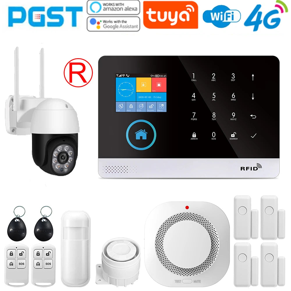 PGST-103 4G Home Wifi Intelligent Alarm System, Home Wireless Security Device, Controlled by Smart Life Application, Tuya，Workin