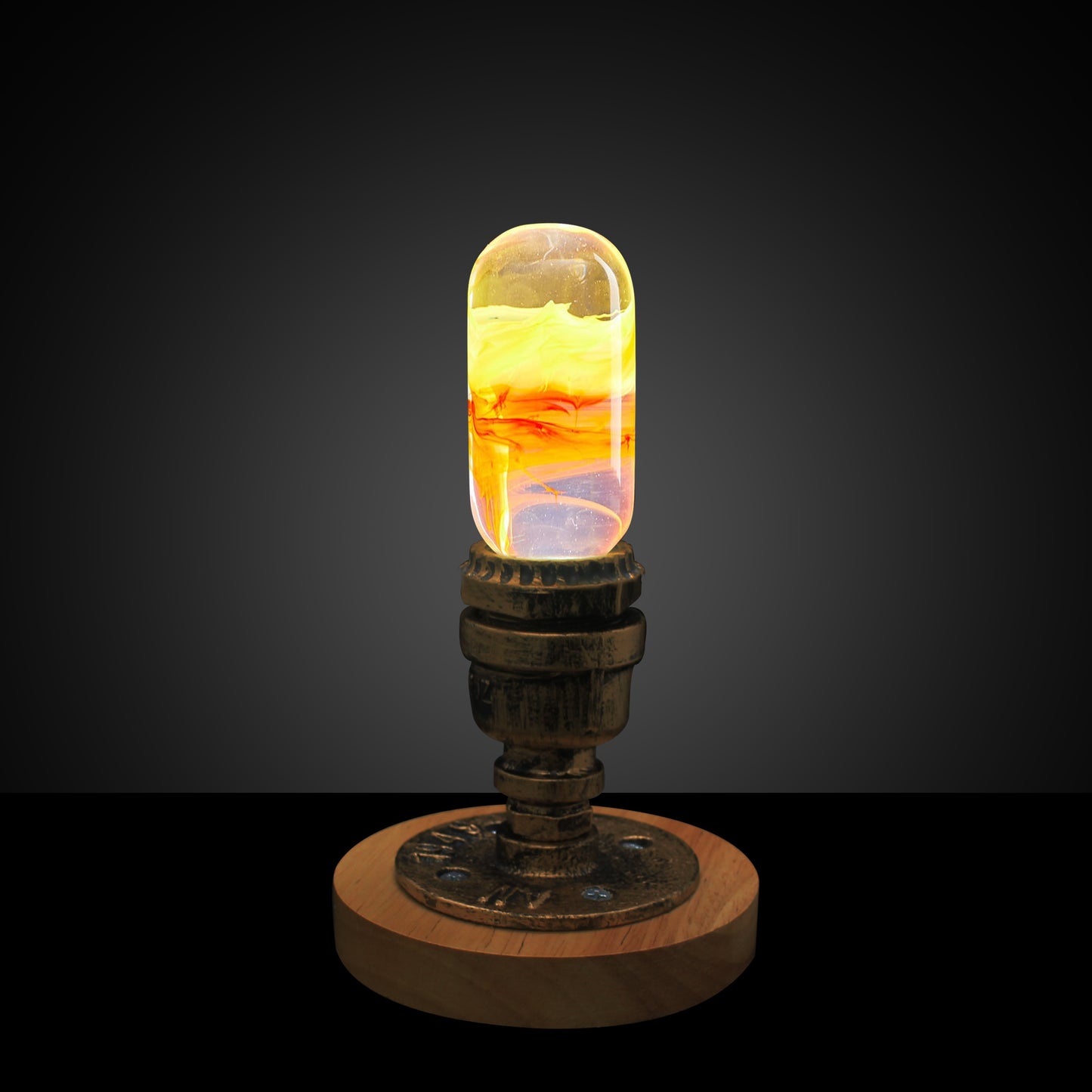 EP LIGHT FLAME LED-Birne Tischlampe, Vintage-Stil Holztischlampe für Wohnzimmer Schlafzimmer