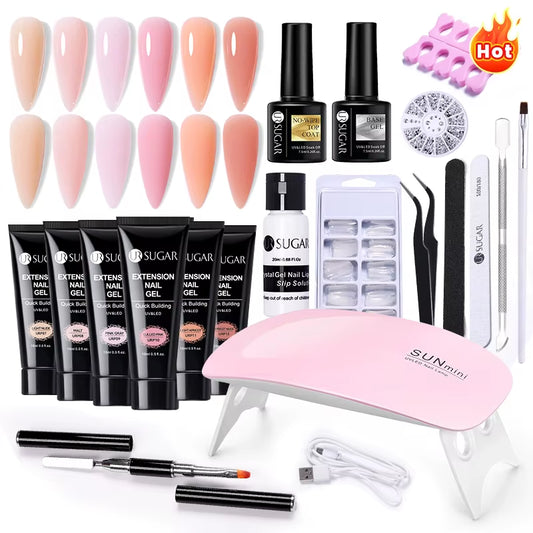 UR SUGAR Extension Nail Gel Set Manicure Set Gel Cuticle Pusher Finger Extend Mold Nail Kit All for Quick Building Manicure Set