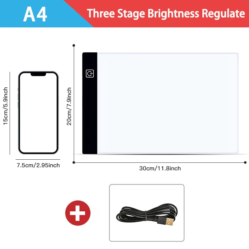 Dimmable LED Drawing and Copy Pad for A3/A4/A5 Sizes - Educational Creative Toy for Children