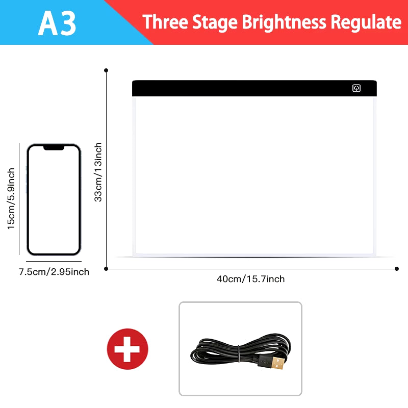 Dimmable LED Drawing and Copy Pad for A3/A4/A5 Sizes - Educational Creative Toy for Children