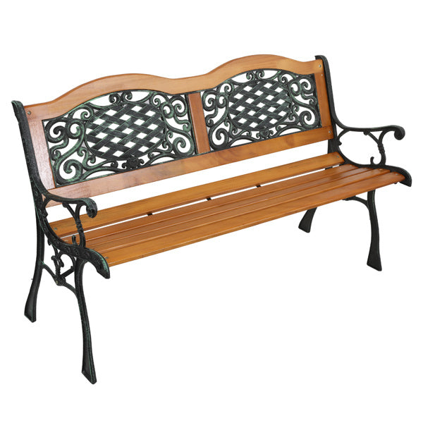 Double Arched Back Iron Wood Bench