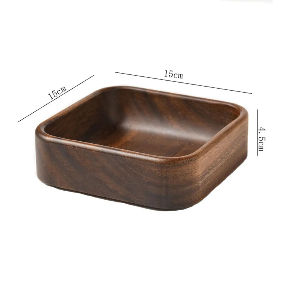 Square Wooden Tray for Desserts, Salads, and Fruits - Japanese Tableware for Home and Kitchen, Ideal for Halloween Parties