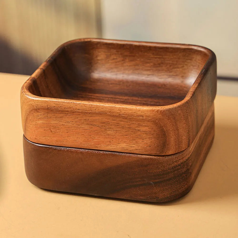 Square Wooden Tray for Desserts, Salads, and Fruits - Japanese Tableware for Home and Kitchen, Ideal for Halloween Parties