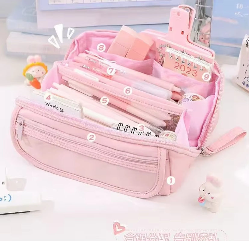 9-Layer Pen Bag Large Capacity Pencil Case High Quality Waterproof Stationery Storage Pouch Student Back to School Gift