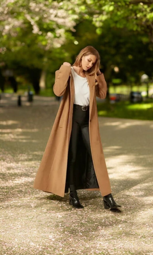 Oversized Wool Blend Hooded Long Coat