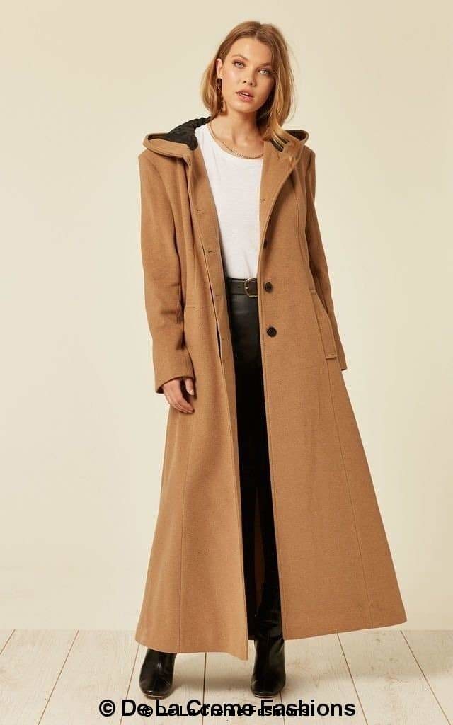 Oversized Wool Blend Hooded Long Coat