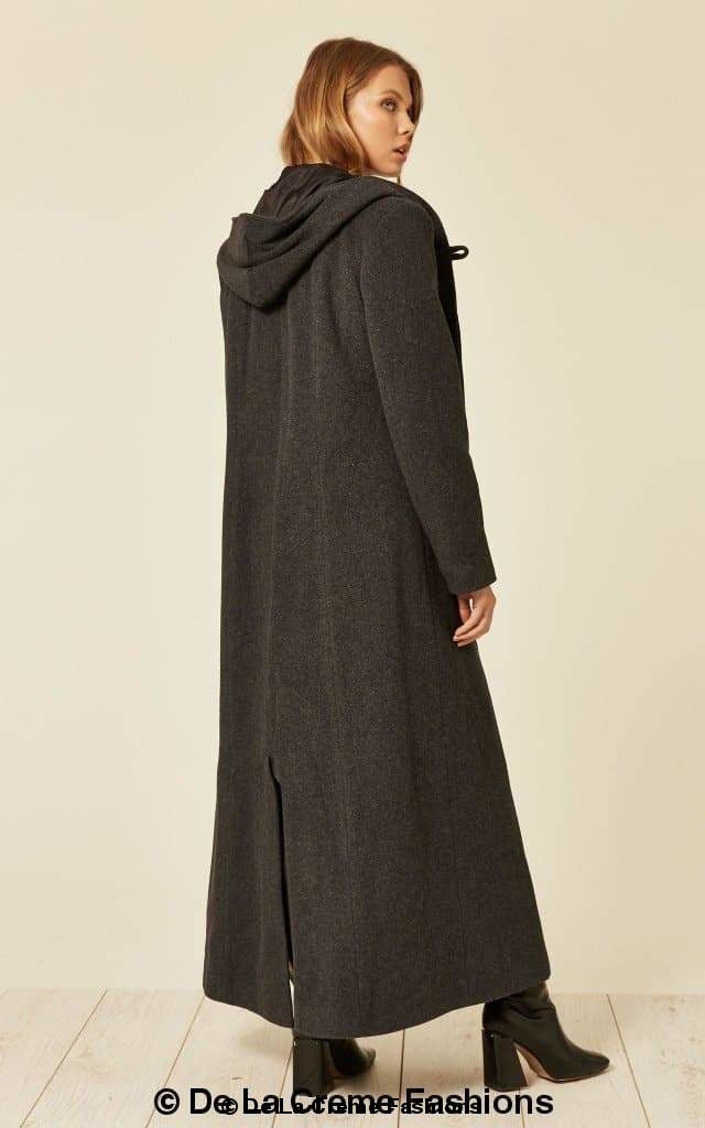 Oversized Wool Blend Hooded Long Coat