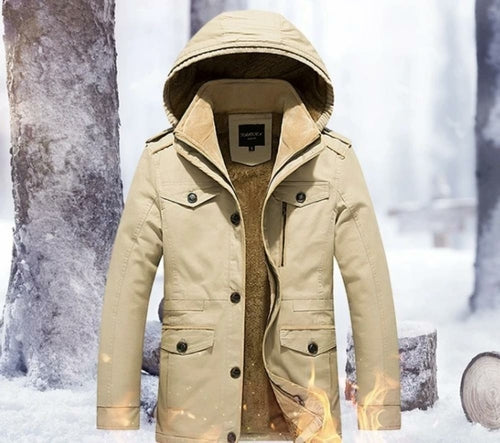 Men's Winter Hooded Coat with Inner Fur Lining