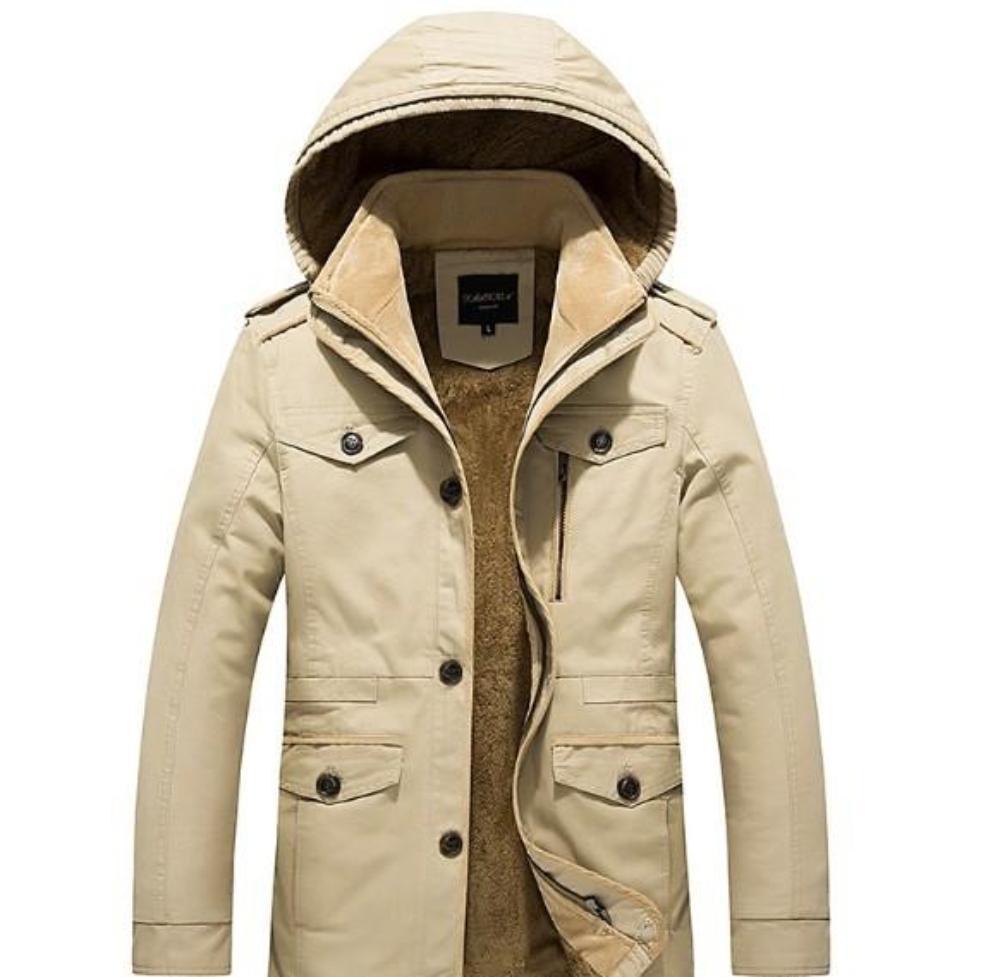 Men's Winter Hooded Coat with Inner Fur Lining