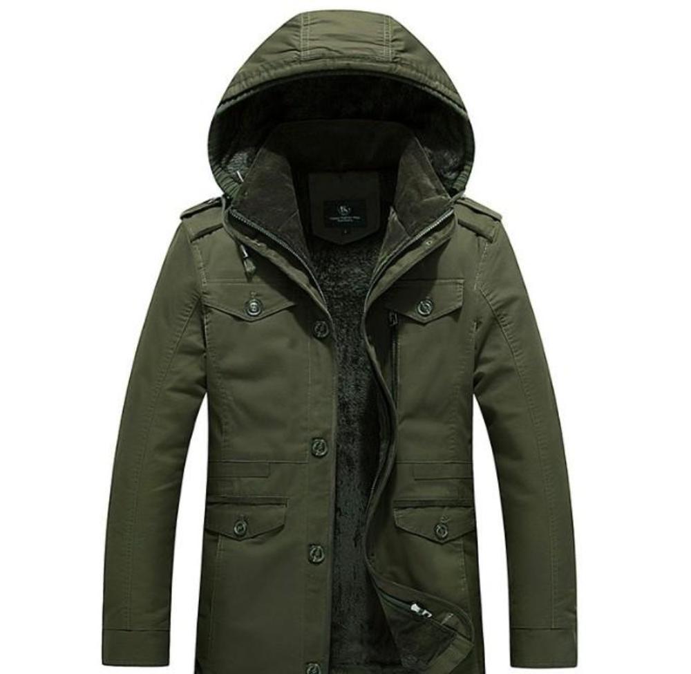 Men's Winter Hooded Coat with Inner Fur Lining